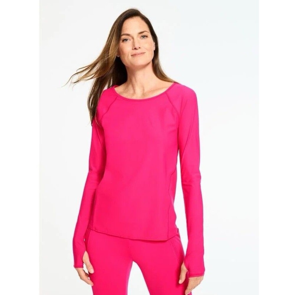 T by Talbots Magenta Pink Stretch Jersey Active Long Sleeve Tee 2X Athleisure